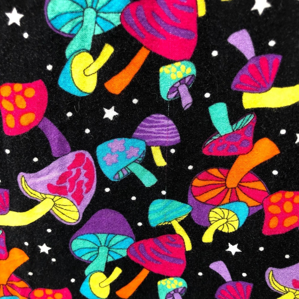 A-Lab Mushroom Print Cropped Button Up Shirt Womens L Psychedelic Colorful Boxy - Picture 10 of 10